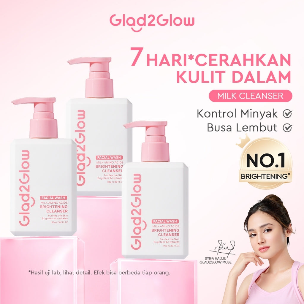 Glad2Glow Milk Amino Acid Gentle Cleanser Brightening facial wash skincare face wash sabun cuci muka cleansing balm exfoliating exfoliasi wajah sabun muka pembersih wajah Mencerahkan wajahMelembabkan kelembaban Mengandung asam amino g2glow official store