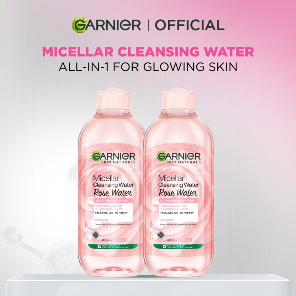 (PAKET HEMAT) Garnier Micellar x2 400ml + Bright Complete Kit - Serum 30 ml + Overnight Serum 30ml + Night Cream 50ml + Day Cream 50ml + Sunscreen