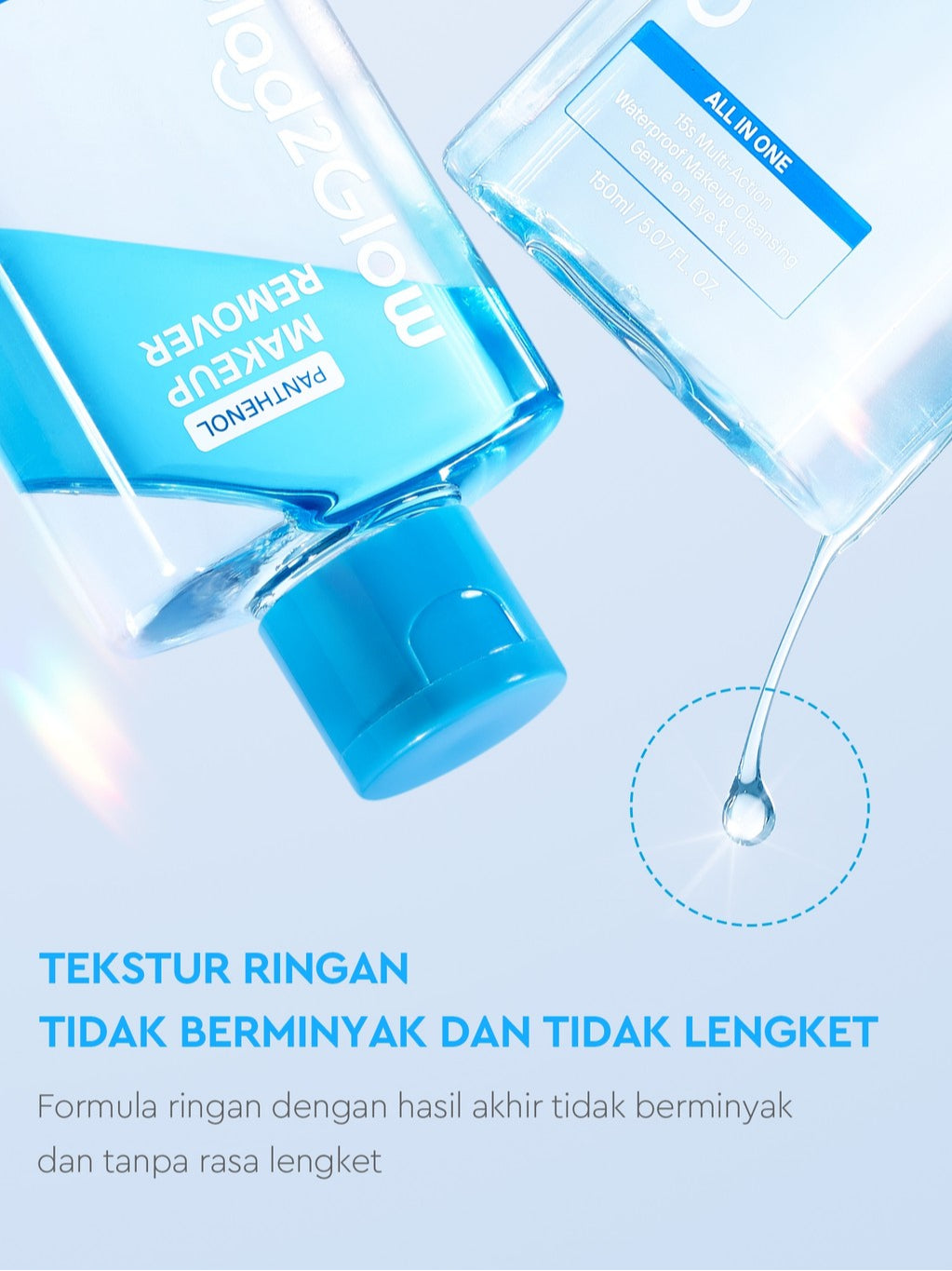 [NEW LAUNCH]Glad2Glow All IN ONE MAKEUP REMOVER Untuk Semua Kulit Lembut cleansing oil Micellar water Penghapus Makeup Waterproof Hapus Riasan Tahan Air dengan dan Dual-Phase Makeup Melting Solution Tanpa Iritasi untuk Kulit Sensitif g2glow official store