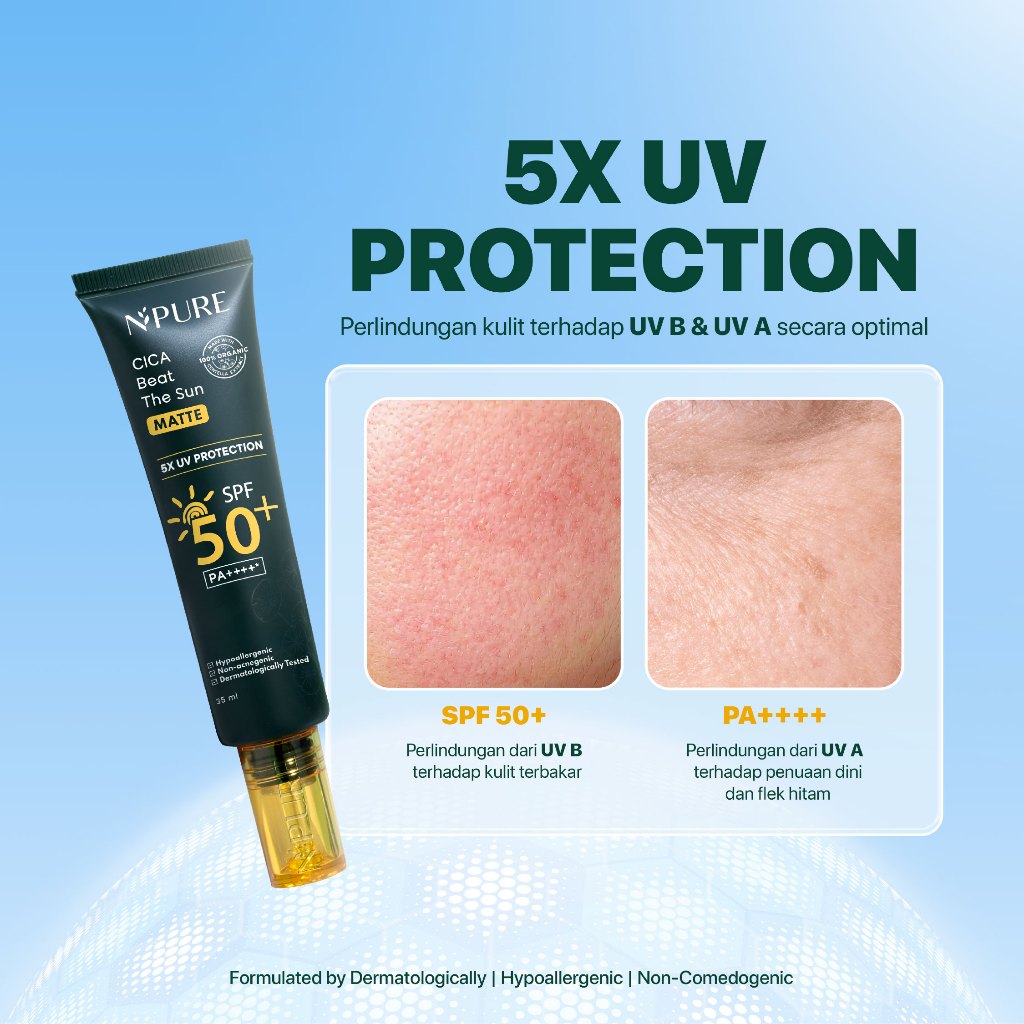 NPURE Sunscreen Cica Beat The Sun Matte SPF 50+ PA++++/ REAL SPF / NO WHITECAST