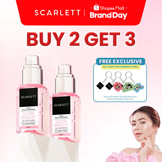 Scarlett Whitening Aqua Reset & Barrier Glow Bright Gel Moisturizer 6% Niacin - pelembab wajah untuk skin barrier muka dan untuk kulit sensitif serta menghidrasi mencerahkan, meratakan, menyamarkan noda hitam with Niacinamide and Peach Extract