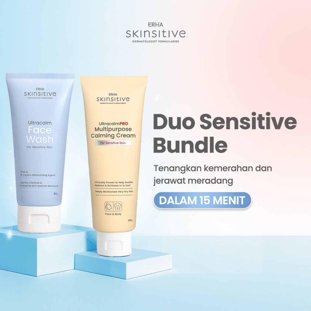 ERHA Skinsitive UltracalmPRO Multipurpose Calming Cream 100gr | Krim Multifungsi Untuk Semua Jenis Kulit (Normal, Kering, Sensitif, Iritasi) | Meredakan Gatal dan Kemerahan, Sunburn | Meredakan Eksim | Mencegah Stretchmark | Aman untuk Anak 3+