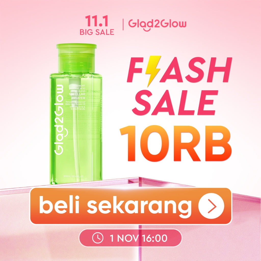 [Masuk Live 1 NOV 12.00–20:00 CUMA 10RB] GLAD2GLOW Flash Sale Mugwort Salicylic Acid Acne Clear Micellar Water 300ml / Tremella Panthenol Sensitive Care Micellar Water eksfoliasi wajah g2glow official store