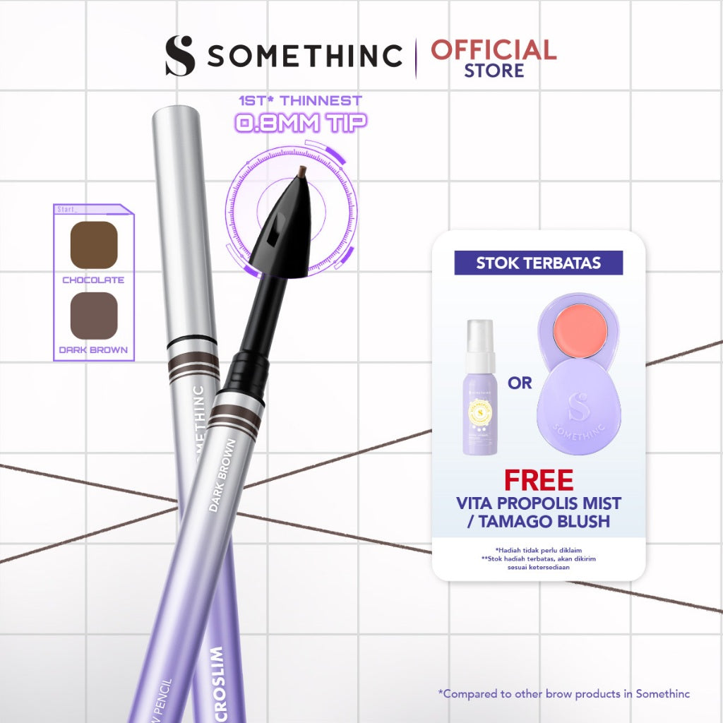 [BARU] SOMETHINC Microslim 4D Eyebrow Pencil 0.8mm - Pensil Alis Kecil Tipis Tahan Lama Natural Presisi Micro Tip Spoolie
