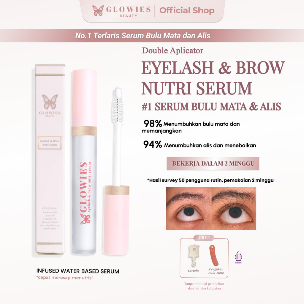 Glowies Serum Bulu Mata Serum Bulu Mata dan Alis Eyelash & Brow Nutri Serum Menguatkan Menumbuhkan bulu Mata dan Alis 4 ml Water Based Serum