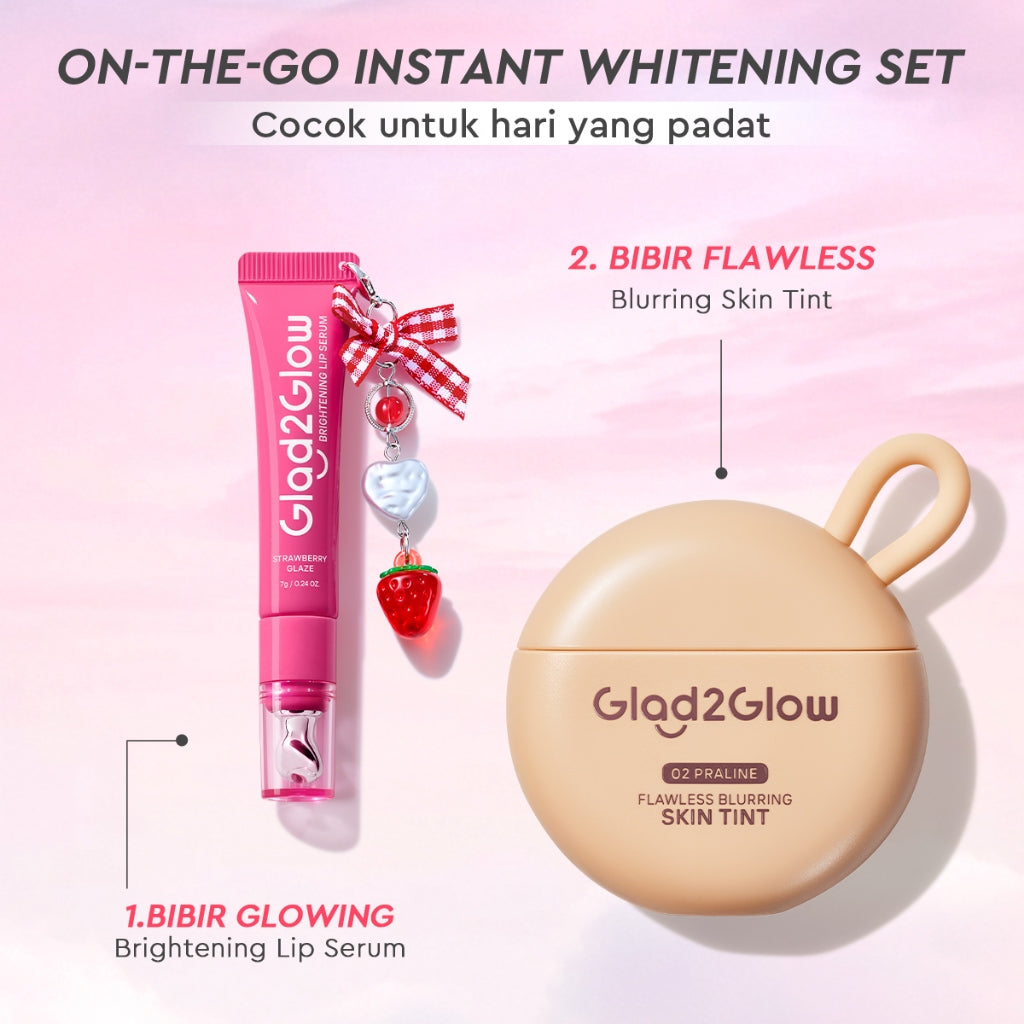 [NEW LAUNCH]Glad2Glow Natural Glowing Set Bundle 4in1-Brightening Moisturizer+Cleanser+lip serum+skin tint 10%Niacinamide skincare paket pembersih perawatan kulit mencerahkan warna kulit pelembab wajah all in 1g2glow official store