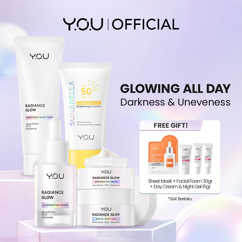 YOU 5in1 Paket Skincare Set 5pcs Radiance Glow, Radiance Up, Acneplus, Peeling Serum, Retinol,  Sunbrella