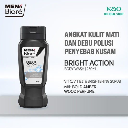 Men's Biore Body Foam Sabun Mandi Cair Pria Bright Action 250 ml Botol