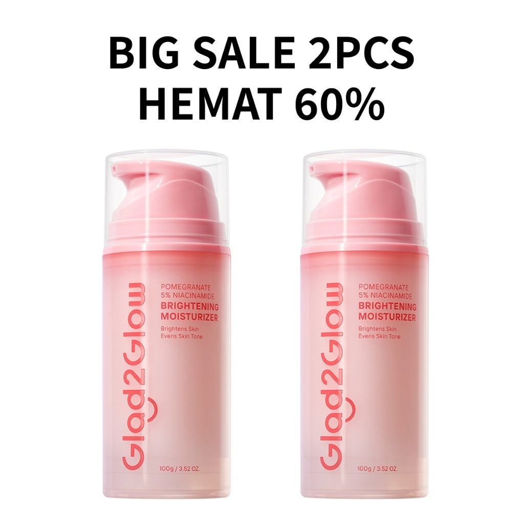 Glad2Glow Pomegranate Niacinamide Brightening Moisturizer Mencerahkan Pemutih Kulit Gel Pelembab Bercahaya Krim Siang dan Malam Perawatan Kulit Ekstrak Delima Asam Lemak Asam Delima Pelembab Esensi Wajah Perawatan Kulit  Pembersih  g2glow official store