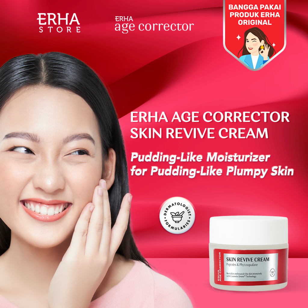 ERHA Age Corrector Skin Revive Cream 28g | Peptides & Phytosqualane - Pelembap Anti Aging untuk Malam Hari | Melembapkan Lebih Dalam | Mengurangi Garis Halus | Menjaga Elastisitas Kulit | Menghaluskan | Pudding Like Moisturizer | Plumpy
