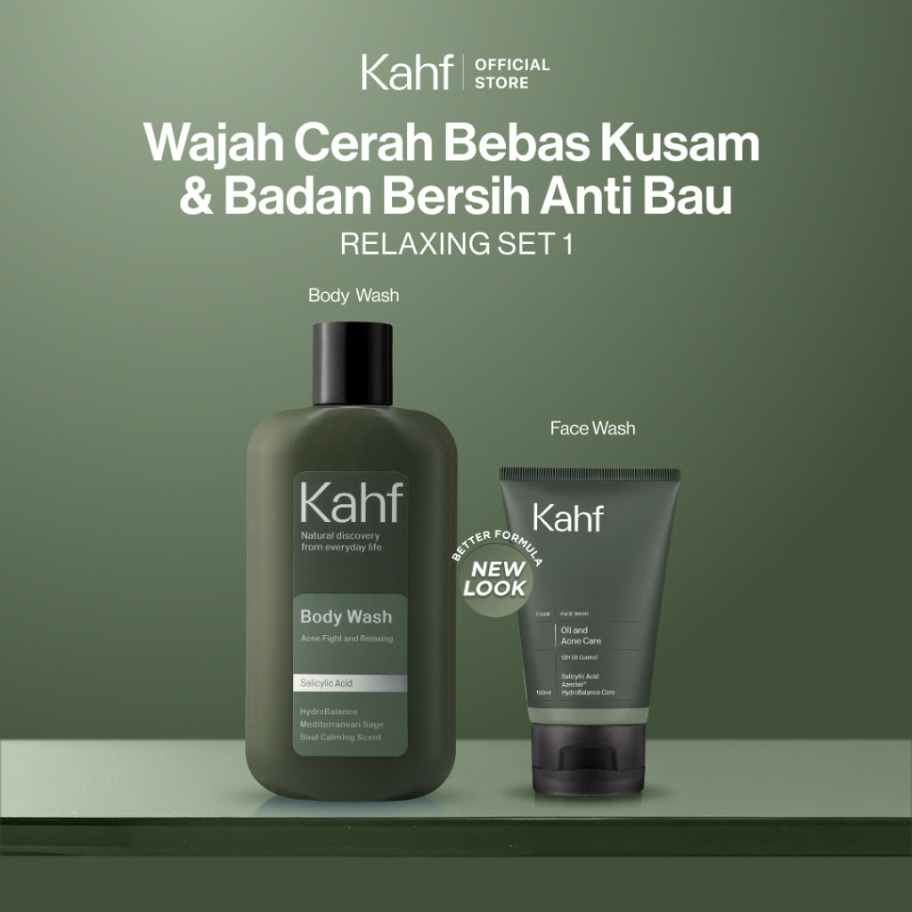 [KAHF BUNDLE 2IN1 PAKET PERAWATAN DAILY USE ESSENTIALS : WAJAH CERAH BEBAS KUSAM + BADAN BERSIH ANTI BAU] Paket Cleansing (Face Wash + Body Wash) - Suitable for Daily Use