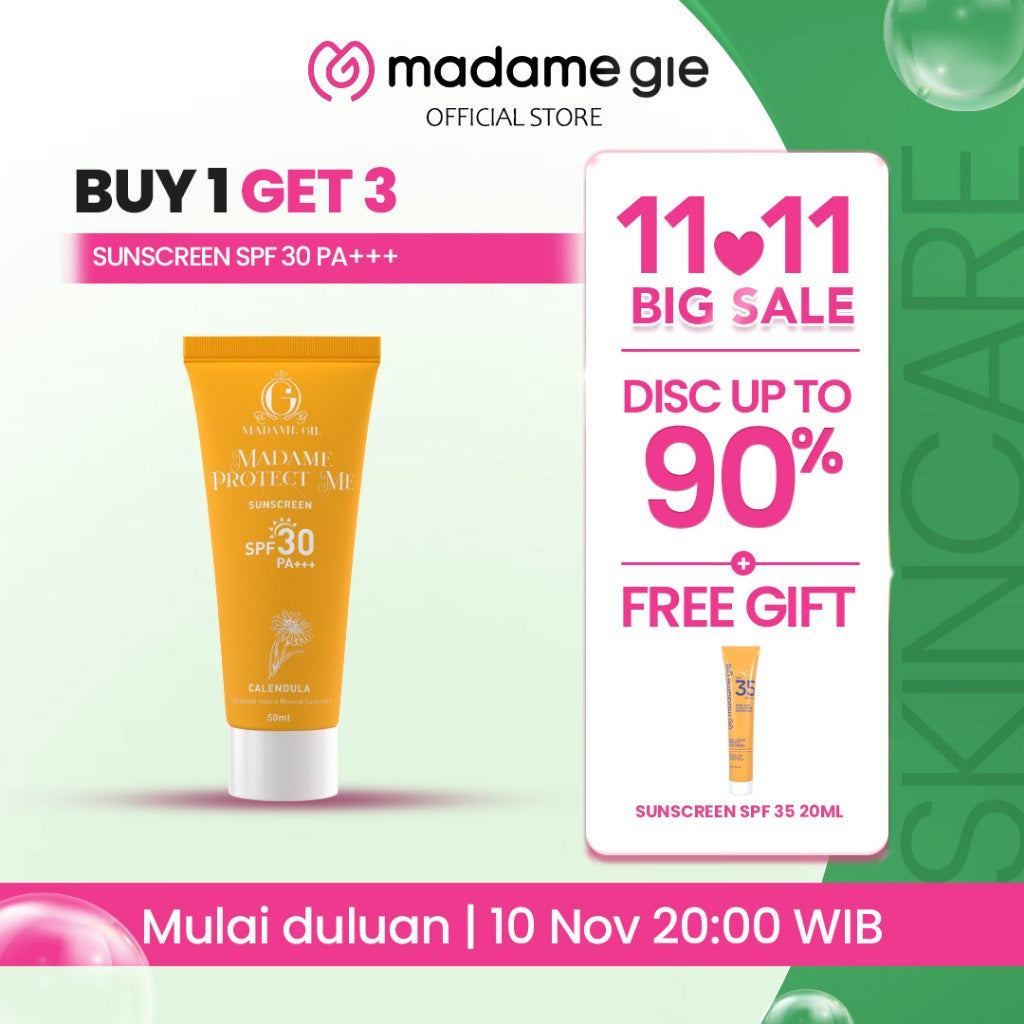[GRATIS SUNSCREEN 20ML] [COMING BACK] Madame Gie Protect Me Sunscreen SPF 30 PA +++ 50ml With Calendula - Skincare Sunblock