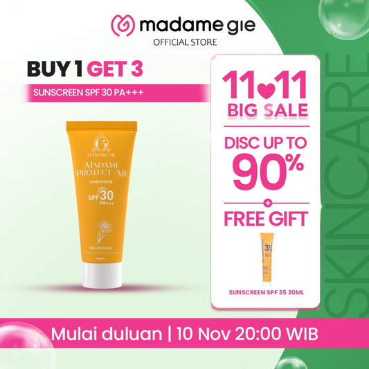 [GRATIS SUNSCREEN 20ML] [COMING BACK] Madame Gie Protect Me Sunscreen SPF 30 PA +++ 50ml With Calendula - Skincare Sunblock