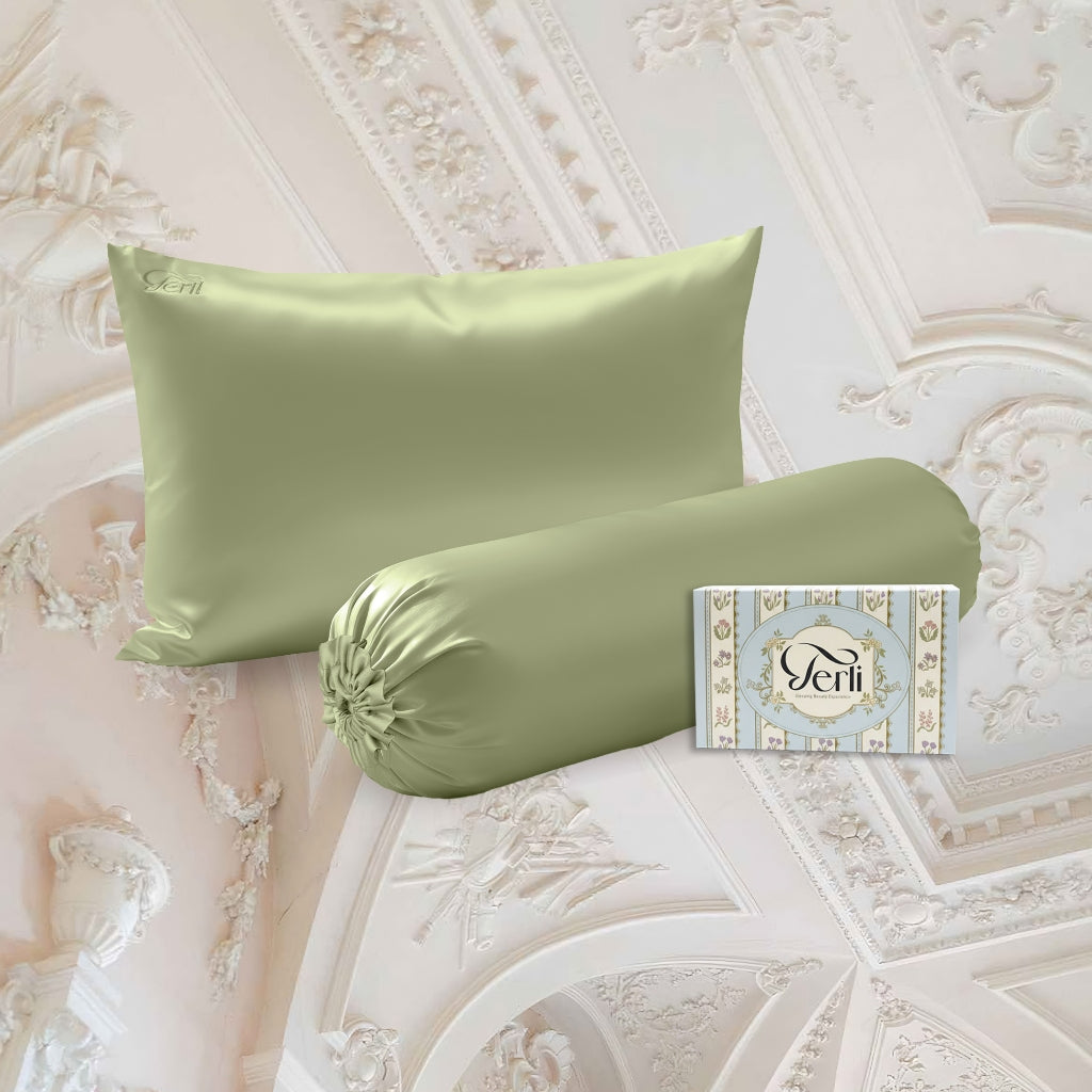 BUNDLE Sarung Bantal dan Guling Set PREMIUM Satin Silk Beauty Boost Pillowcase dan Bolster Case
