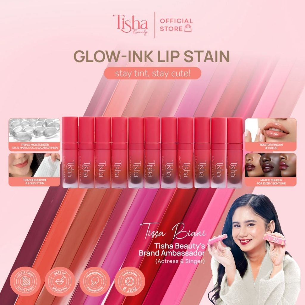 Tisha Beauty Glow Ink Lip Stain – Melembabkan & 8hour Stain Transferproof 25ml