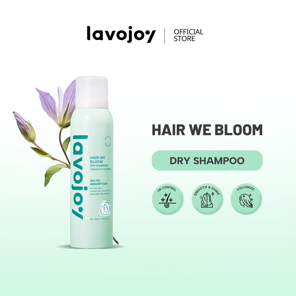 Lavojoy Hair We Bloom Dry Shampoo Season of Flower - Dry Shampoo Atasi Kulit Kepala Berminyak, Scalp Friendly, Tanpa Residu Putih, Dengan Kandungan Zinc PCA Dan Tea Tree Oil