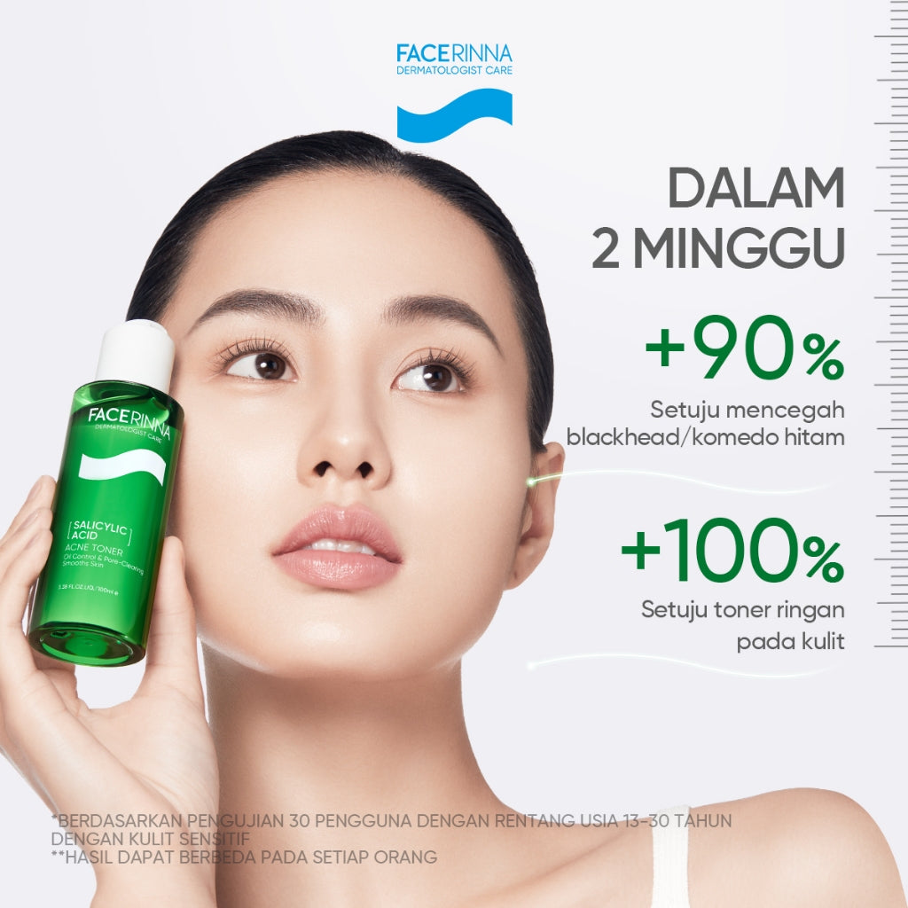 FACERINNA Salicylic Acid Acne Toner 100 ml | Centella Acne Calming Toner Wajah Pore Refining Oil Control Anti-Acne | Acne Jerawat untuk Mengontrol Minyak & Meredakan Kemerahan Acne Treatment Gentle Exfoliating Exfoliasi Wajah Clarify & Refine Pores