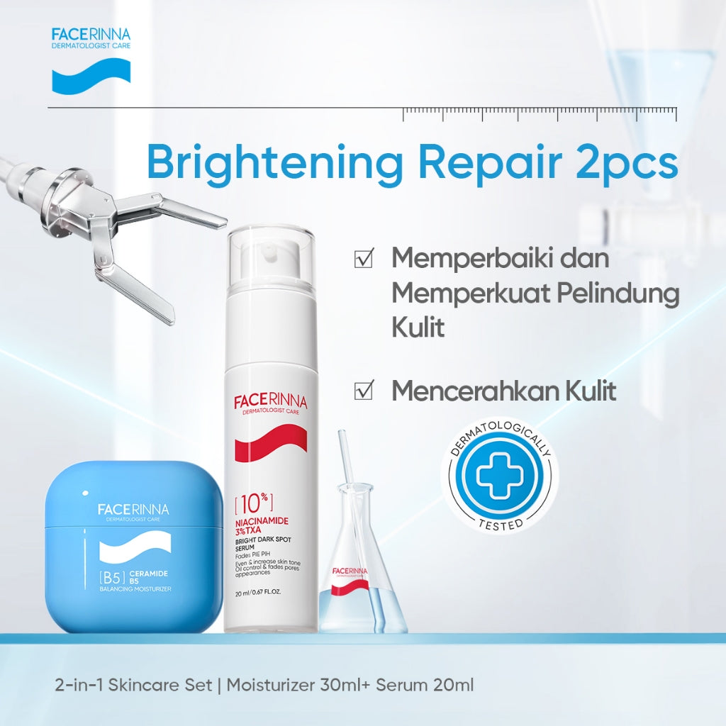 FACERINNA 2pcs Skincare Duo | Moisturizer + Serum | B5 Repair Salicylic Acid Acne Control Niacinamide Brightening Retinol Anti-Aging