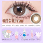 [Diameter kecil Kit]Magister Softlens Minus Kit 14.0mm softlens paketan lengkap minus Nude Brown OMG