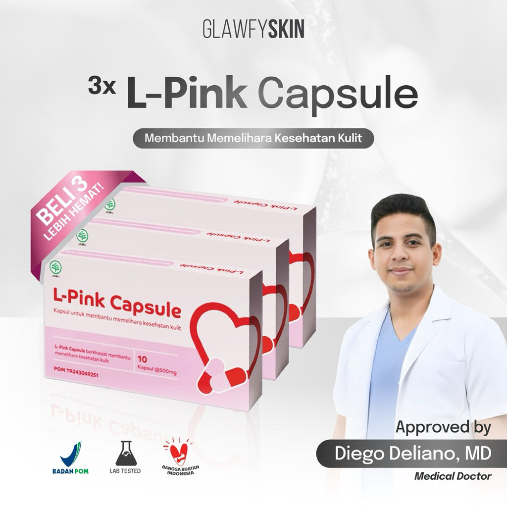 Glawfyskin [ 3 BOX ] L-Pink Capsule | Suplement Kulit |  Booster Capsule | Capsule Kesehatan Kulit BPOM