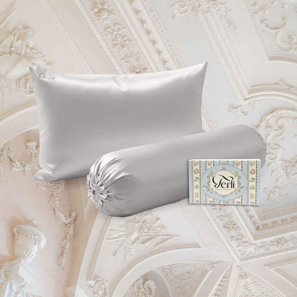 BUNDLE Sarung Bantal dan Guling Set PREMIUM Satin Silk Beauty Boost Pillowcase dan Bolster Case (Standard Size)