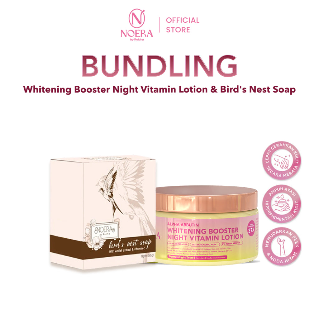 Noera Bundling Whitening Booster Night Vitamin Lotion + Bird's Nest Soap
