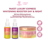 Noera Paket Luxury Express Whitening Booster Day & Night | Whitening Booster Night Vitamin Lotion + Body Skin Booster Daily + Body Skin Booster Night