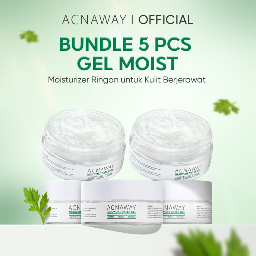 ACNAWAY Mugwort Water Gel Moisturizer - Moisture Gel Pelembab Wajah Untuk Kulit Berjerawat Acne Friendly Melembapkan Wajah Sensitif Cooling Soothing Gel Untuk Kulit Kemerahan Acne Prone Daily Moist Anti Acne Cepat Menyerap Skincare Calming Centella Cream