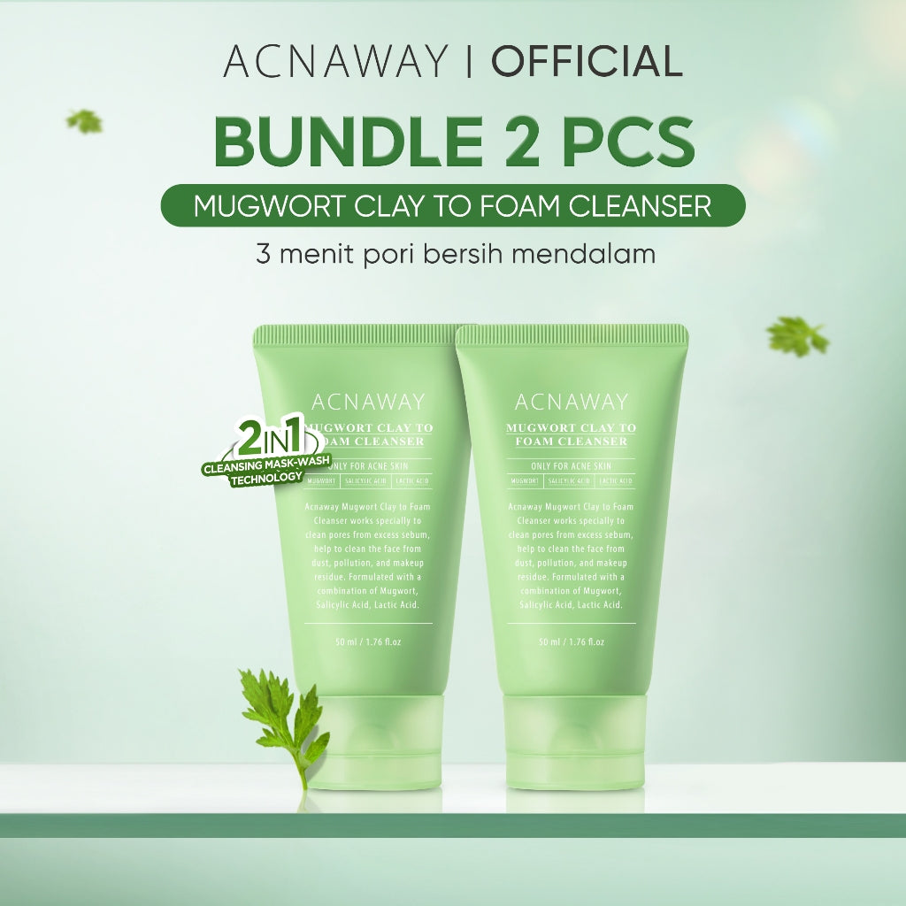 [NEW LAUNCH] ACNAWAY Mugwort Clay to Foam Cleanser 2-in-1 – Sabun Cuci Muka & Masker Wajah Anti Jerawat | Bersihkan Komedo, Mengurangi Minyak, Menenangkan Kulit Sensitif