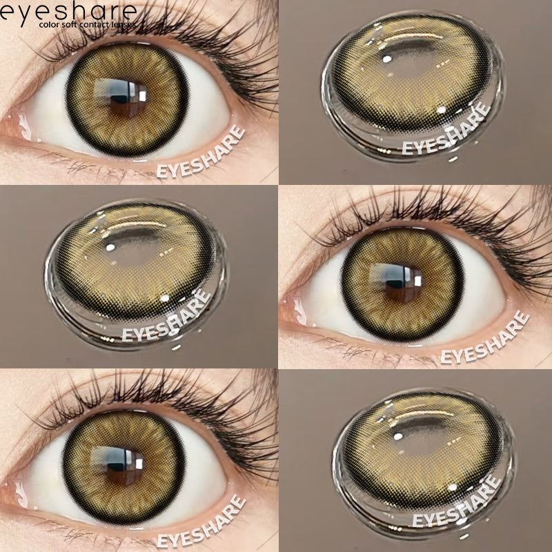 Eyeshare Softlens Minus(0.00~-10.00) 14.5mm Gray Brown Minus Softlen Diamond Big Eyes
