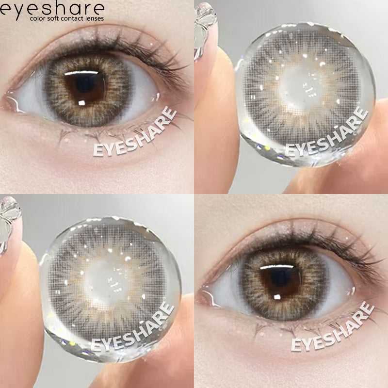 Eyeshare Softlens Minus(0.00~-10.00) 14.5mm Gray Brown Minus Softlen Diamond Big Eyes