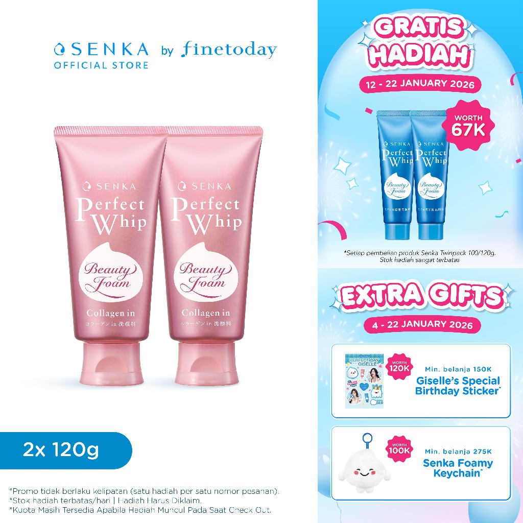[TWINPACK] SENKA Perfect Whip Collagen-in Facial Foam 120gr [BUY 2 GET 4 Kuota Terbatas/Hari]
