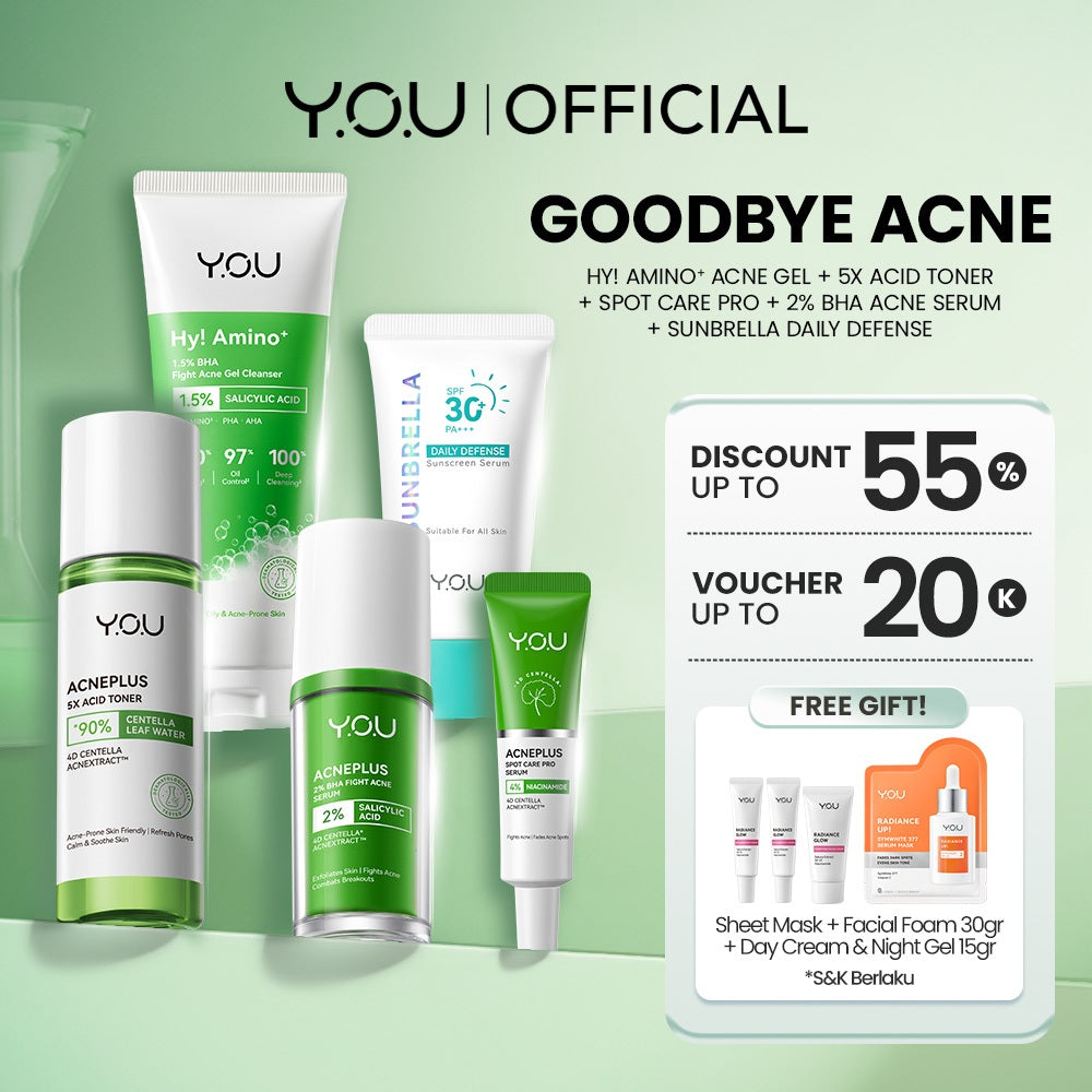YOU 5in1 Paket Skincare Set 5pcs Radiance Glow, Radiance Up, Acneplus, Peeling Serum, Retinol,  Sunbrella