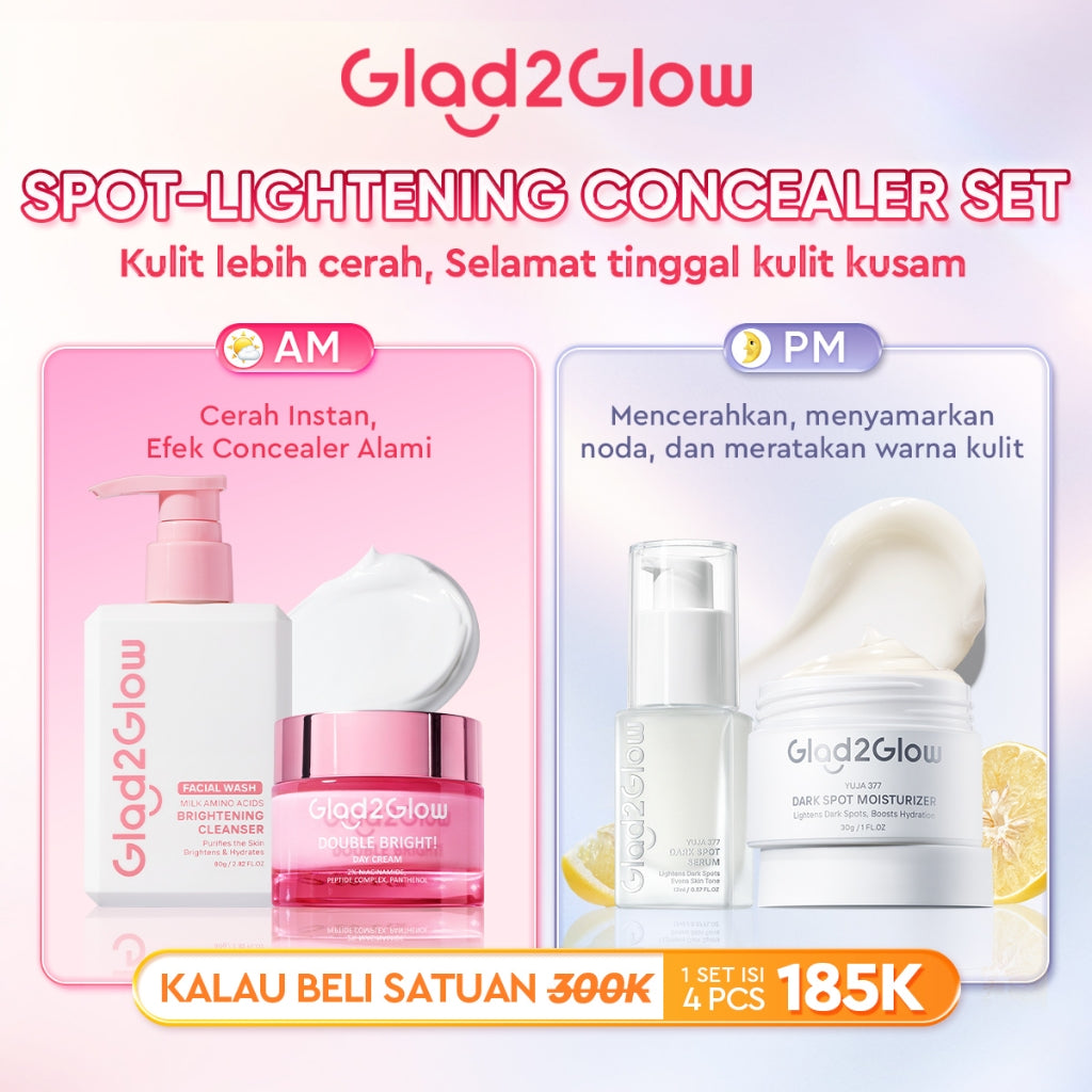 [ORDER NOW, HEMAT 30K]Glad2Glow Symwhite377 Dark Spot Bundle 7PCS-Yuja Skincare Cerah Brightening Moisturizer+Dark Spot Serum+Cleanser+Retinol Moisturizer+ Retinol Serum+Toner+Clay Stick Meringankan flek hitam mencerahkan warna kulit g2glow official store