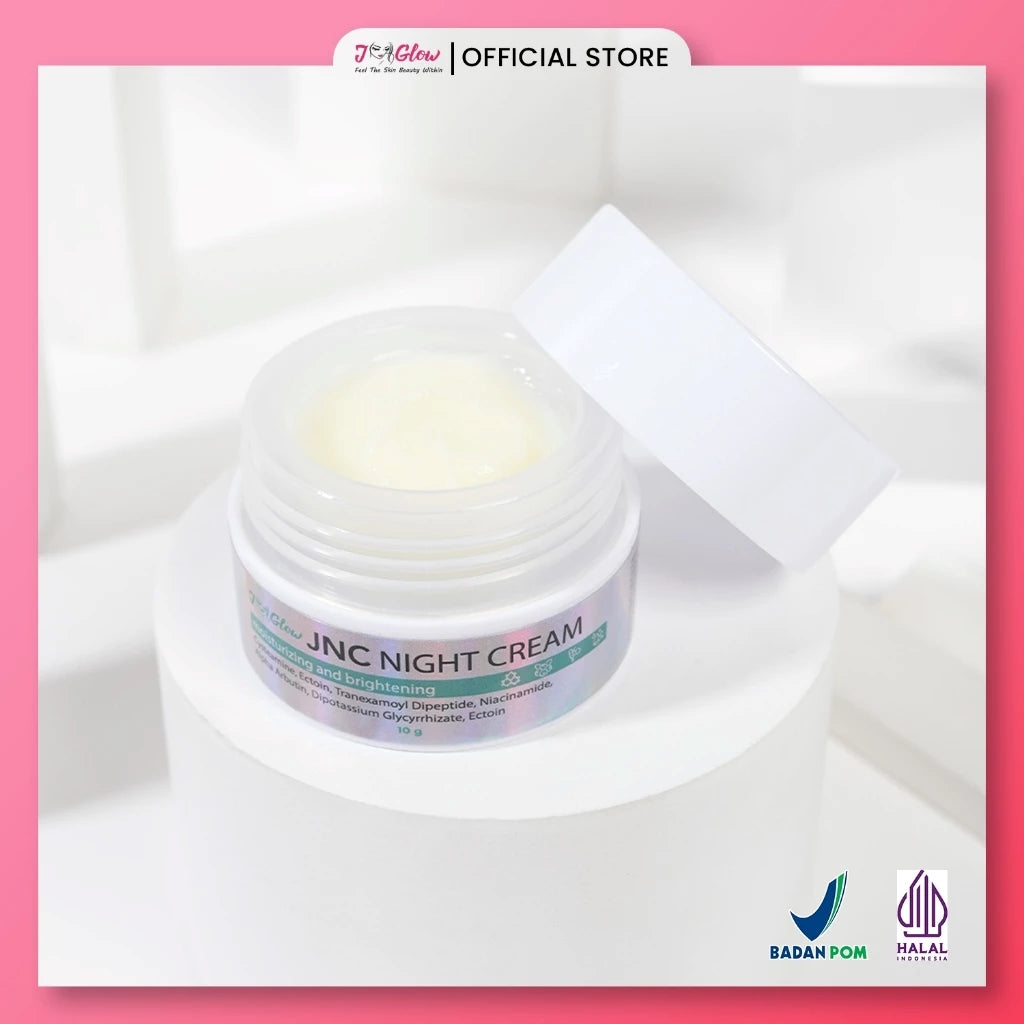 JGLOW Night Cream 12,5gr – Cerahkan Wajah, Atasi Flek & Jerawat, Anti Aging | BPOM Resmi