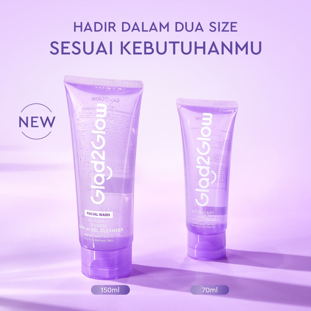 [Big Size]Glad2Glow Blueberry Ceramide Low pH Gel Cleanser 150ml facial wash skincare face wash sabun cuci muka cleansing balm exfoliating exfoliasi wajah sabun muka pembersih wajah Memperbaiki penghalang kulit tetap terhidrasi wajah bersih