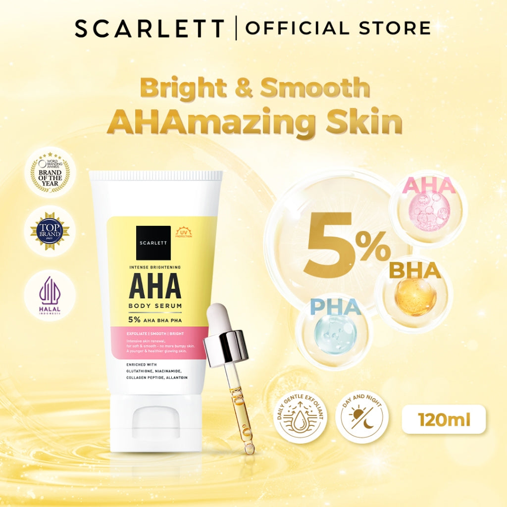 Scarlett Intense Brightening AHA Body Serum 5% AHA BHA PHA Tube - 120ml