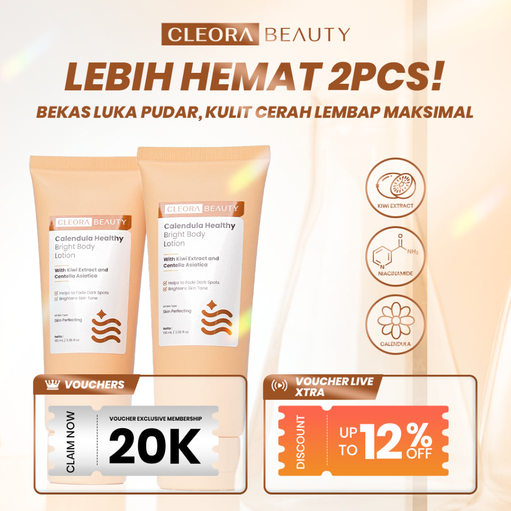 [Beli 2 Lebih Hemat] Calendula Healthy Bright BPOM Body Lotion Isi 2 -  Handbody Wanita Pria Brightening Memudarkan Bekas Luka Body Butter Pereda Eksim