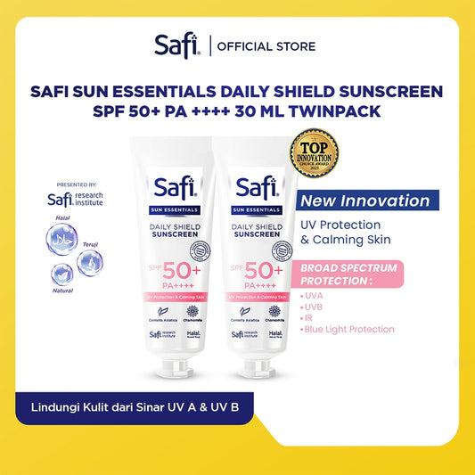 [MUST HAVE] Combo Sunshield Protection - Safi Sun Essentials Daily Shield Sunscreen SPF 50+ PA ++++ 30 ml (Twinpack)