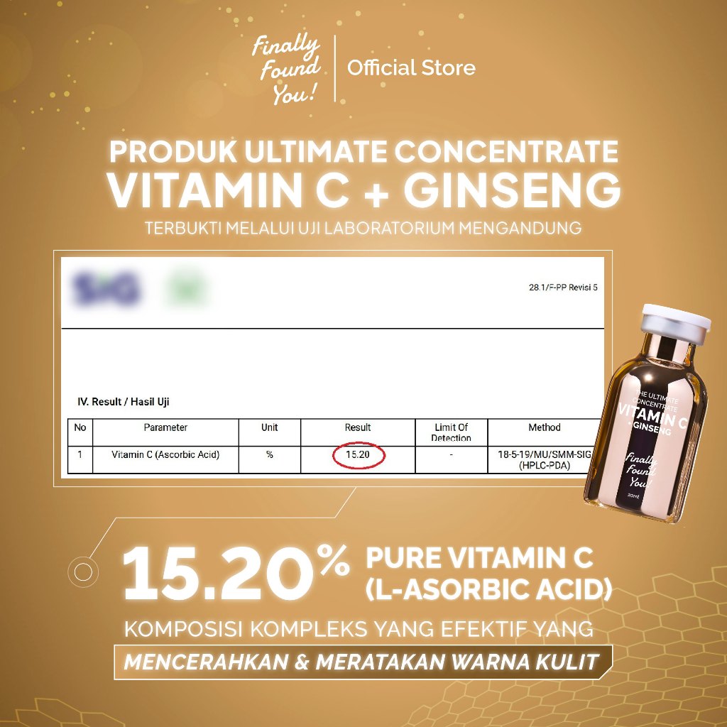 The Ultimate Concentrate Vitamin C + Ginseng 20mL | Brightening & Dark Spot Serum untuk mencerahkan kulit dan meratakan warna kulit