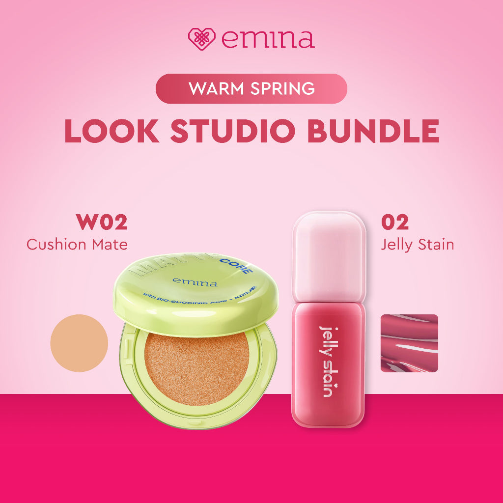 [LOOK STUDIO SPECIAL PACKAGE] Emina Paket Glow & Matte 3in1 Skincare Cushion SPF 50 PA++++ 13 G + Jelly Stain | Flawless Lightweight Make Up Foundation Glowing Skin, Liptint Korea, Korean Make Up Look, Transferproof, Tahan Lama, Cocok Semua Jenis Kulit