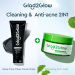 [NEW]Glad2glow Cleansing and Care Super Combo Volcanic Ash+BHA Deep Pore Clean Facial Cleanser Mencegah Komedo Face Wash Anti Jerawat Mengontrol Minyak Mencerahkan Kulit Mengecilkan Pori-Pori Pembersihan Mendalam g2glow official store