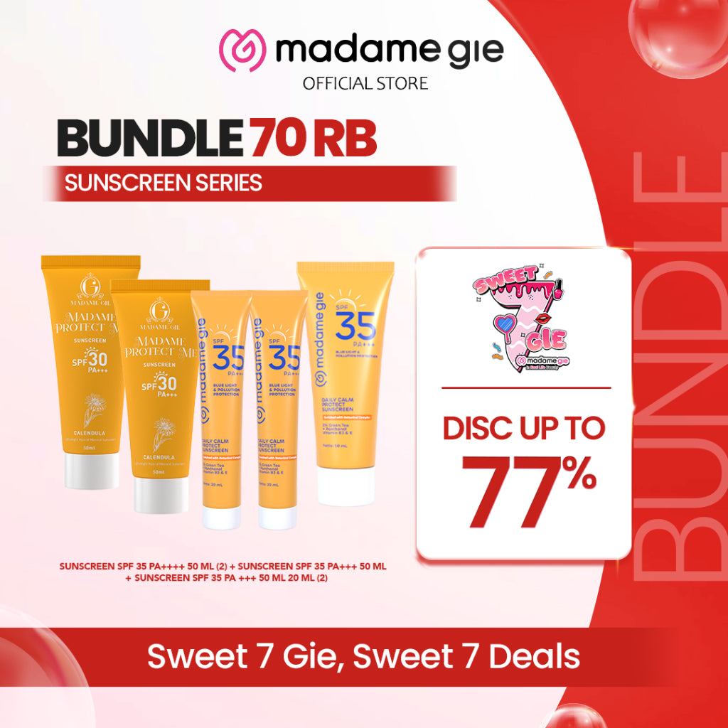 [BAYAR 70RB DAPAT 5] Madame Gie Daily Calm Protect Sunscreen + Protect Me Sunscreen With Calendula Series