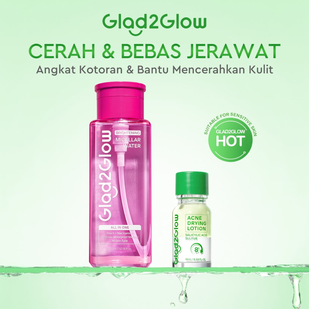 GLAD2GLOW Acne Drying Lotion Mengeringkan Jerawat 8 Jam Dengan Sulfur BHA & Bahan Alami Instant Acne Care Acne Gel Patch Spot Jerawat Serum Moisturizer Acne Skincare Wajah face wash facial Salicylic Acid Niacinamide g2glow official store
