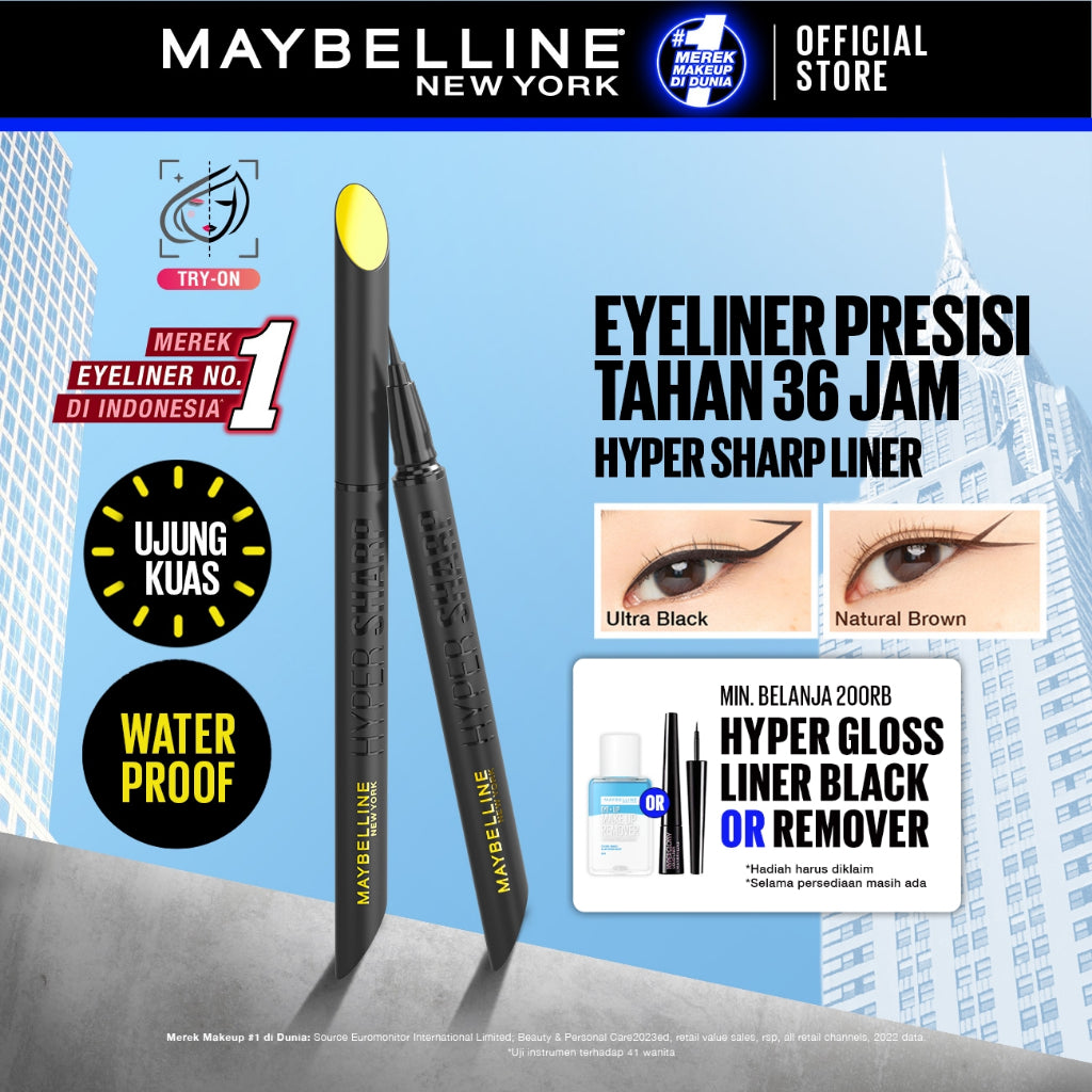 Maybelline Hypersharp Extreme Liquid Liner - 0.4gr (Eyeliner Eye Make Up Waterproof Tahan Air Long Lasting)