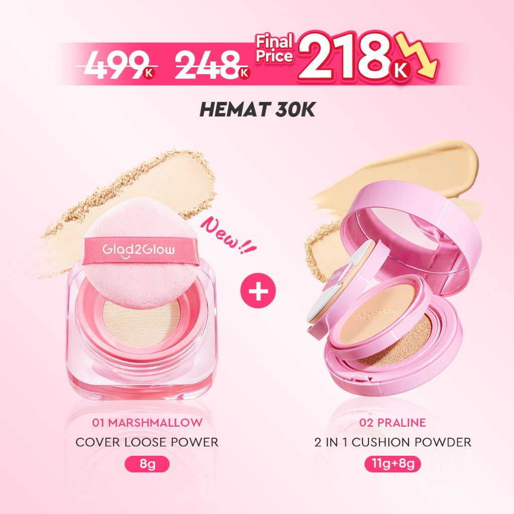 Glad2Glow Perfect Blur&Cover Loose Powder oil control Finishing Kontrol Minyak Tahan Lama Anti Luntur Halus Sempurna & Cover Tinggi bedak padat bedak tabur two way cake cushion foundation setting spray make up g2g glad2glow official store