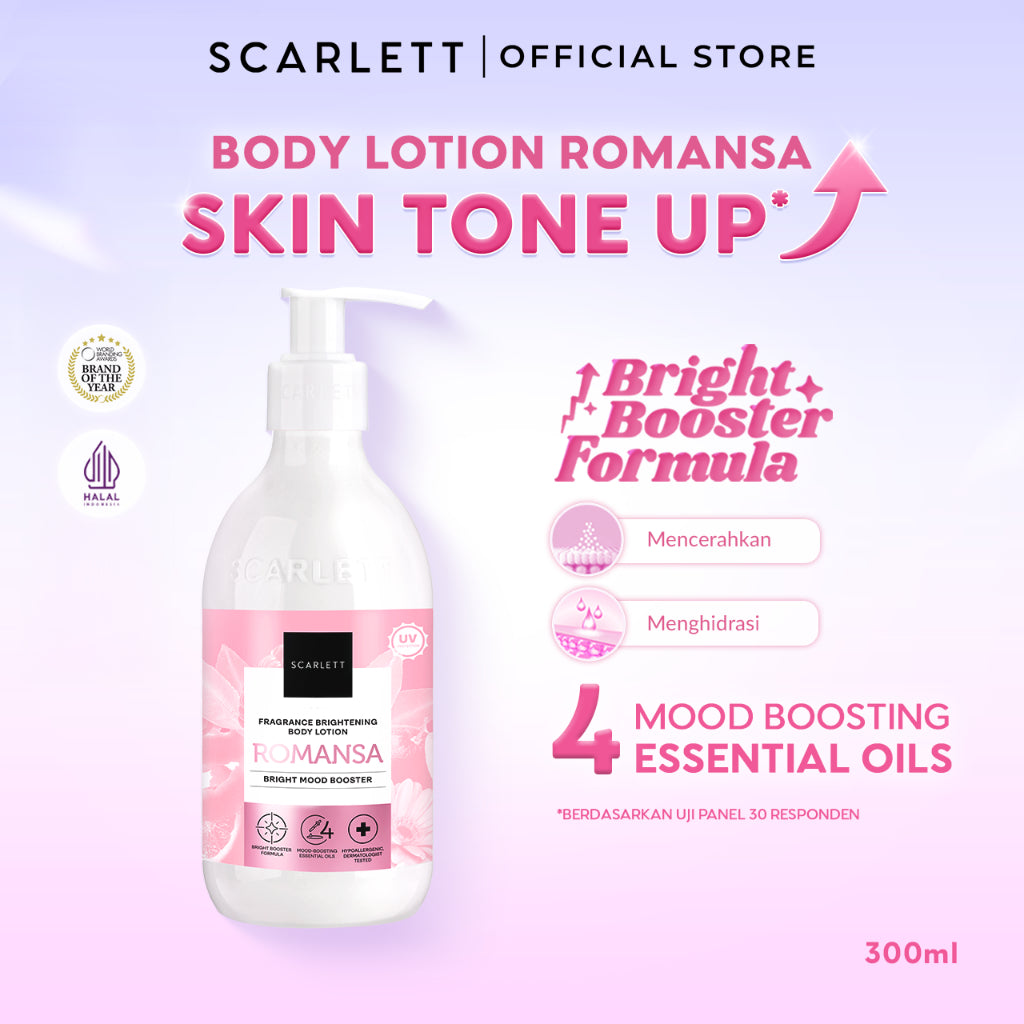 Scarlett Whitening New! Fragrance Brightening Body Lotion Bright Mood Booster Romansa
