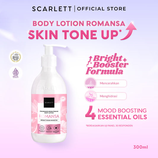 Scarlett Whitening New! Fragrance Brightening Body Lotion Bright Mood Booster Romansa