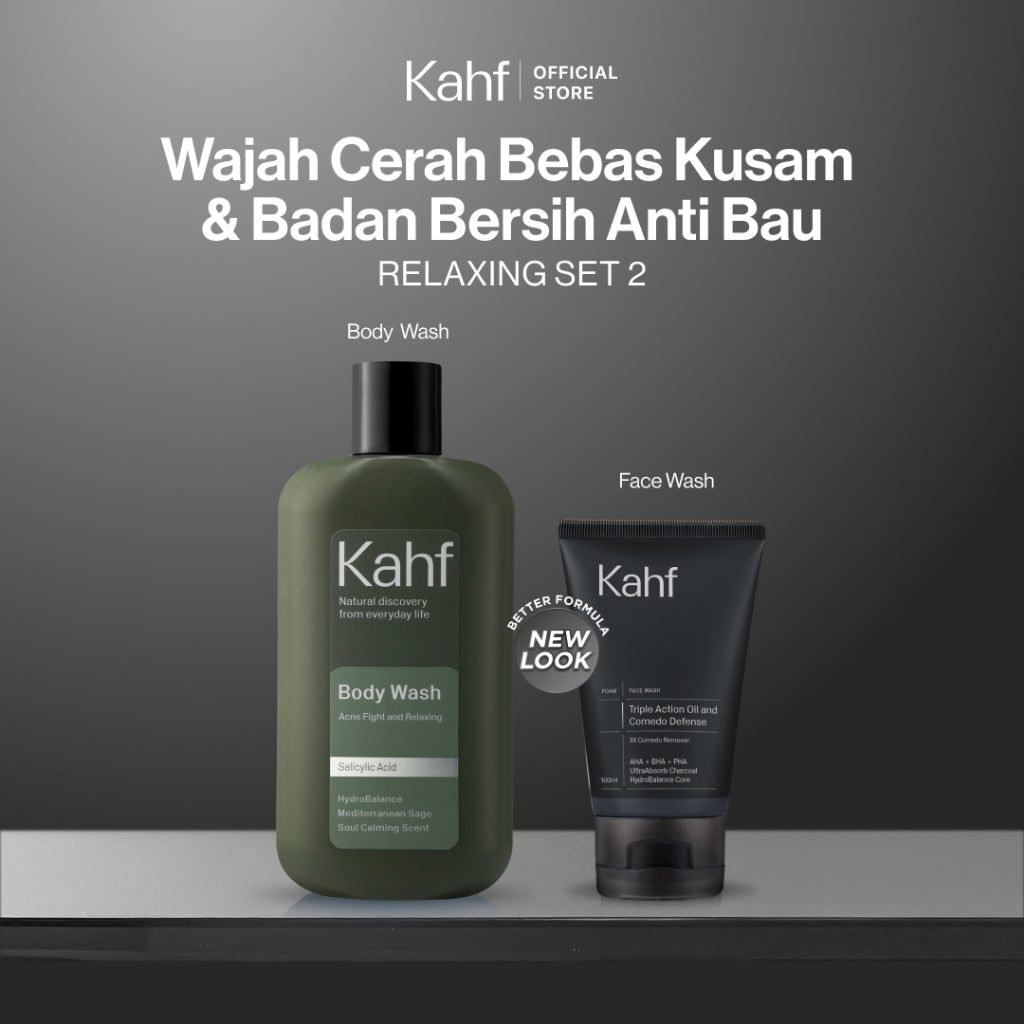 [KAHF BUNDLE 2IN1 PAKET PERAWATAN DAILY USE ESSENTIALS : WAJAH CERAH BEBAS KUSAM + BADAN BERSIH ANTI BAU] Paket Cleansing (Face Wash + Body Wash) - Suitable for Daily Use