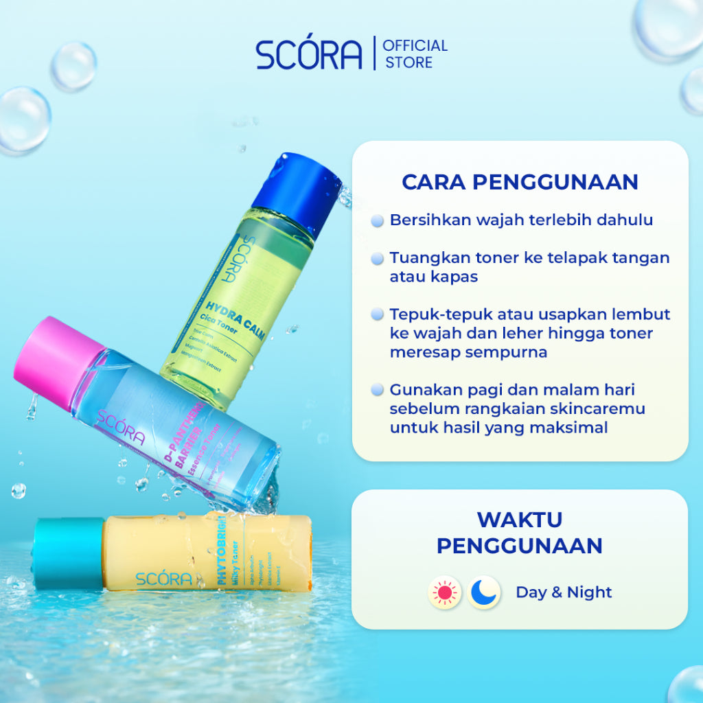 [My Daily Glow Up Set] Scora Bright Me Up Sunscreen 40 Gr + Scora Sheer Glow Tone Up Cream 30 ml + SCORA Moisturizer Gel + SCORA Gentle Low pH Cleanser 100 ML + SCORA Toner 80 ML